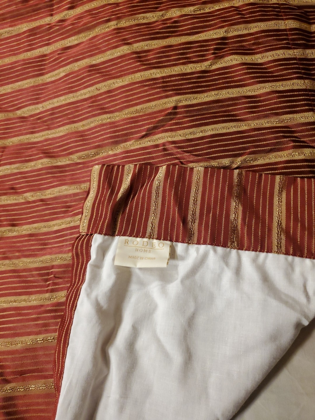 Rodeo Home Maroon & Gold Striped Curtain Panel 54×90 RN#109312 Top Rod Sleeve