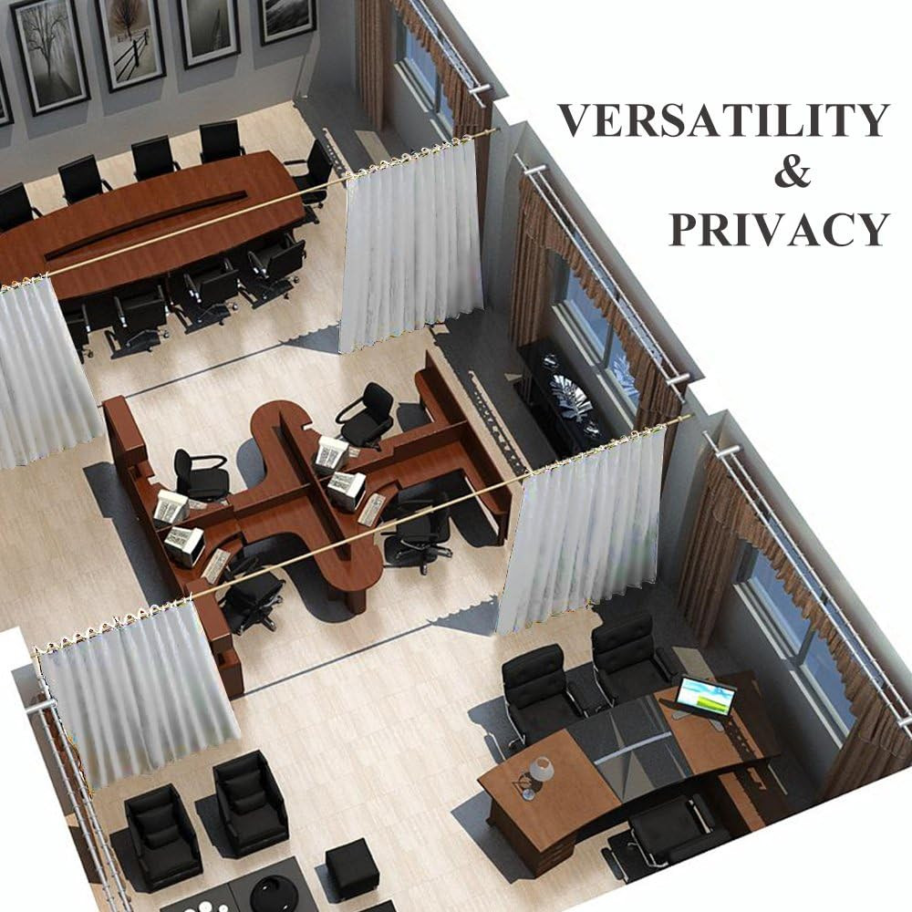 Extra Wide Room Divider Curtain – 15ft x 8ft Privacy Screen in Greyish White