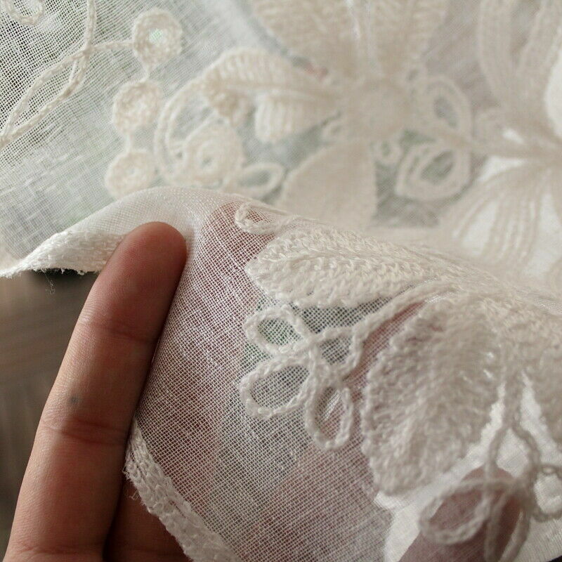 Embroidery Gauze Balloon Curtain Bedroom Linen Roman Curtain Valance Decor Beige