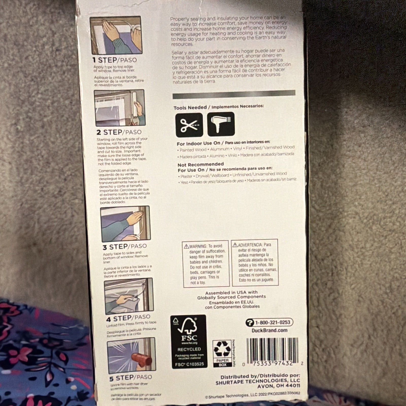 Duck Max Strength 5 Window Kit Heavy Duty Insulating Film 62″ x 210″ 1.5 Mil