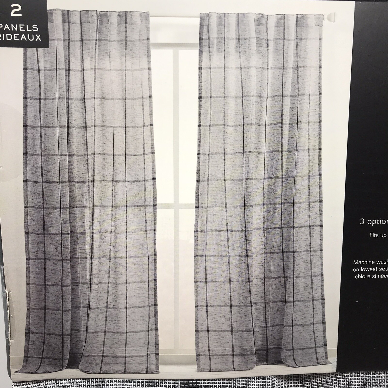 Ralph Lauren Raider 2-Back Tab/Rod Pocket Panels Curtain 50″ x 90″ in Black
