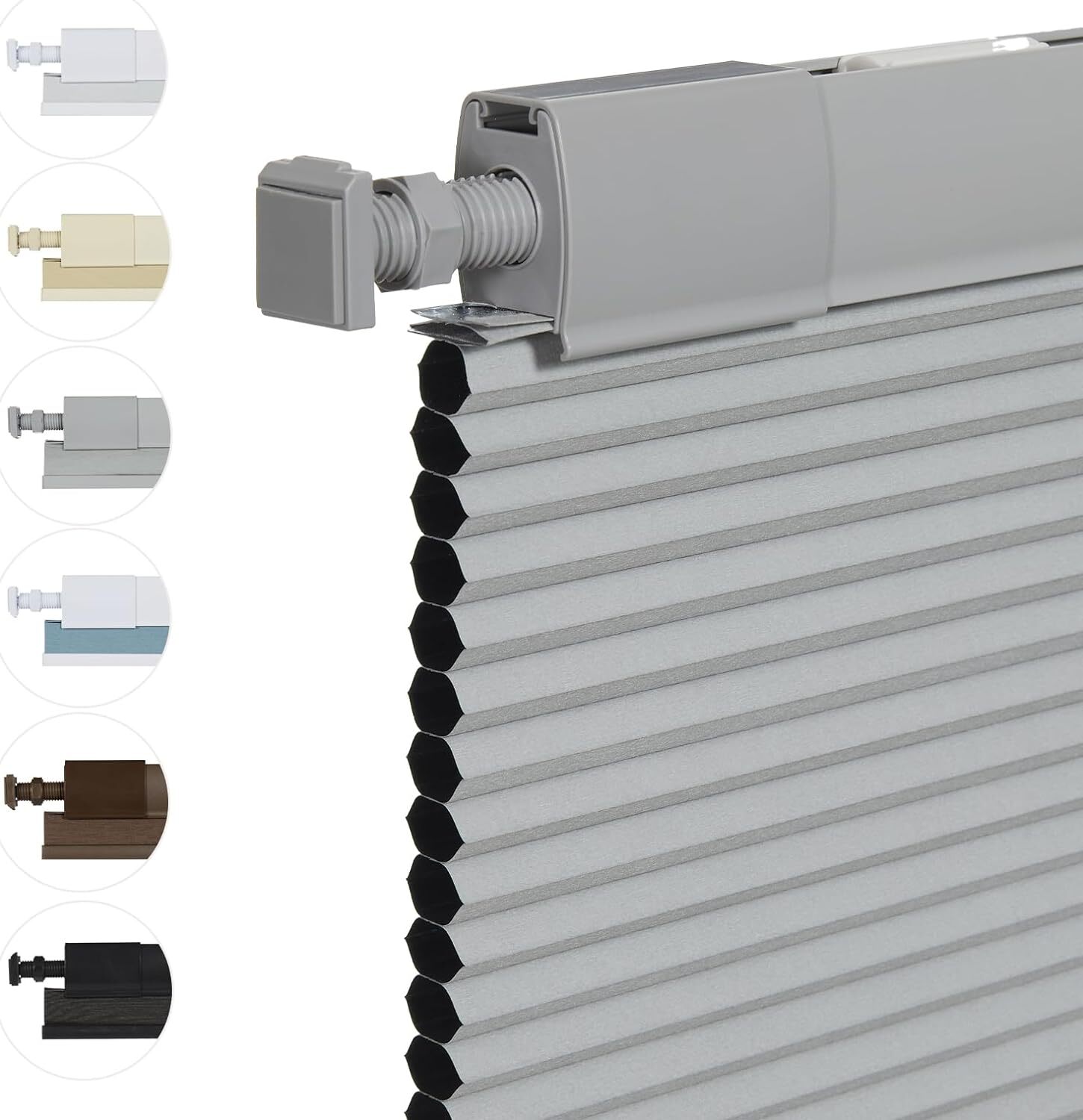 No Screw Installation Clearance Light Filtering Gray Cellular Blinds Honeycomb