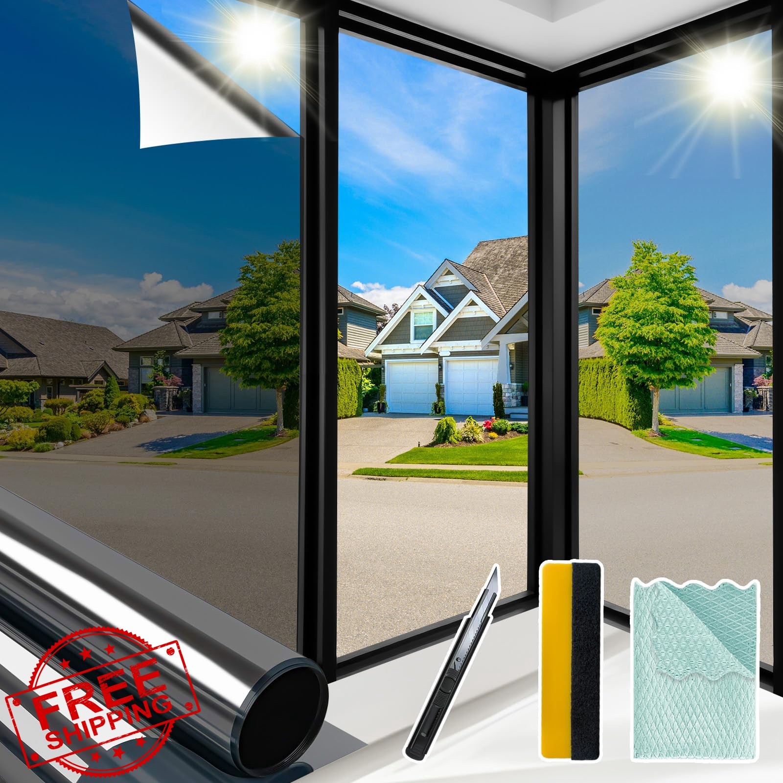 Niviy Black Silver Window Film 29.5″x78.7″