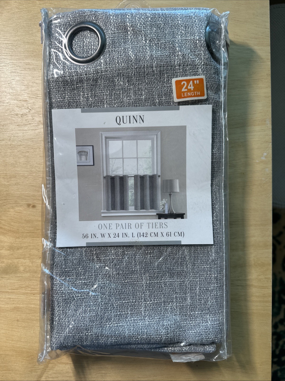 Quinn Pair Of Tiers 56″ L x 24″ W Grommet Kitchen Window Curtain Grey China