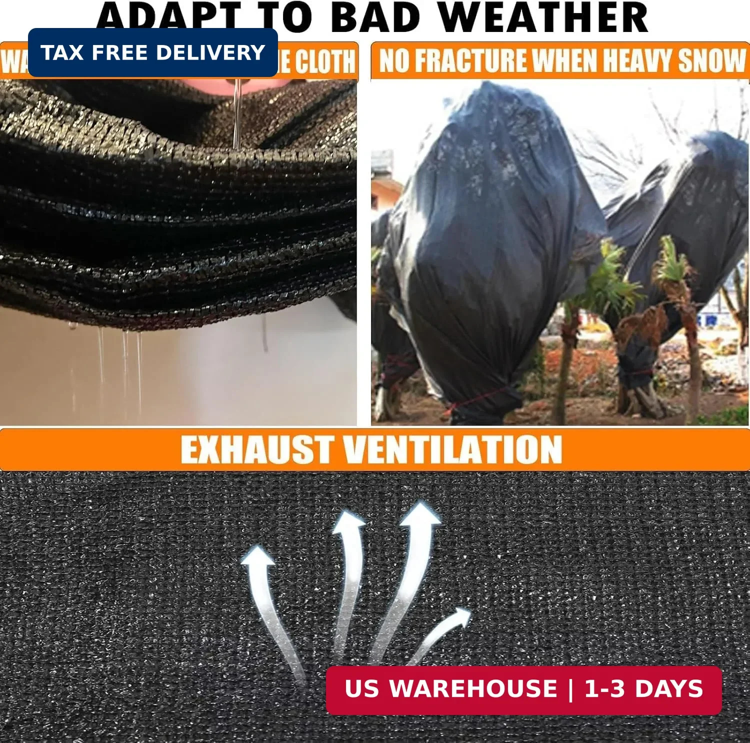90%-95% Black Sun Shade Cloth 6FT x 8FT, Heavy Duty Outdoor Shade Netting | UV R