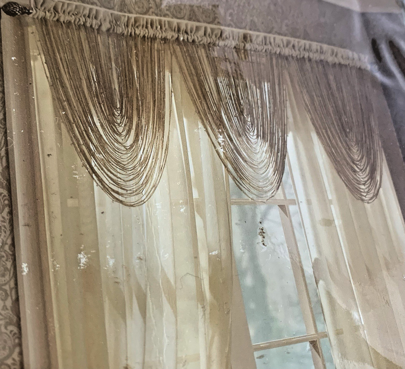 NOS JCPenney Home Collection Diva Waterfall Valance 52”x 30” Panel Antique Gold