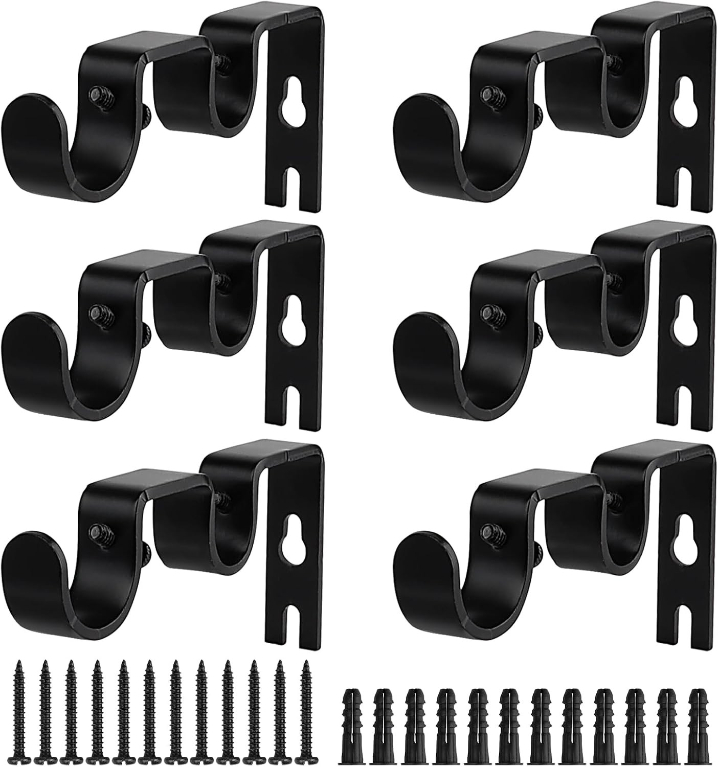 6 Pack Double Curtain Rod Brackets,Heavy Duty Adjustable Curtain Rod Holders