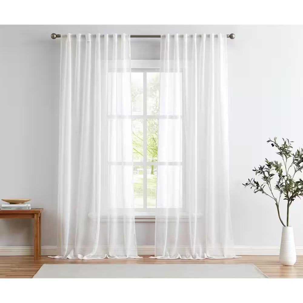 50 In. W X 96 In. L Polyester Sheer Window Panel in White