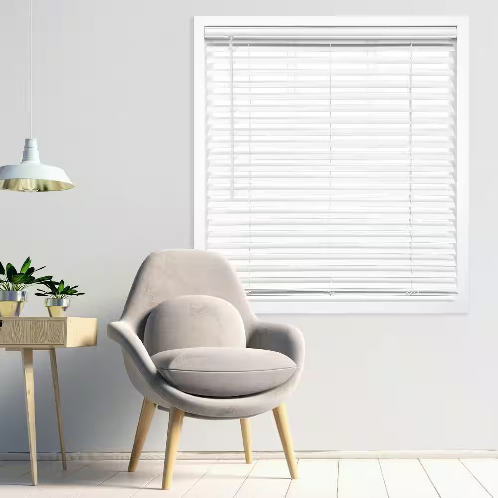White Cordless Room Darkening Vinyl Blinds with 2 In. Slats – 23 In. W X 64 In.