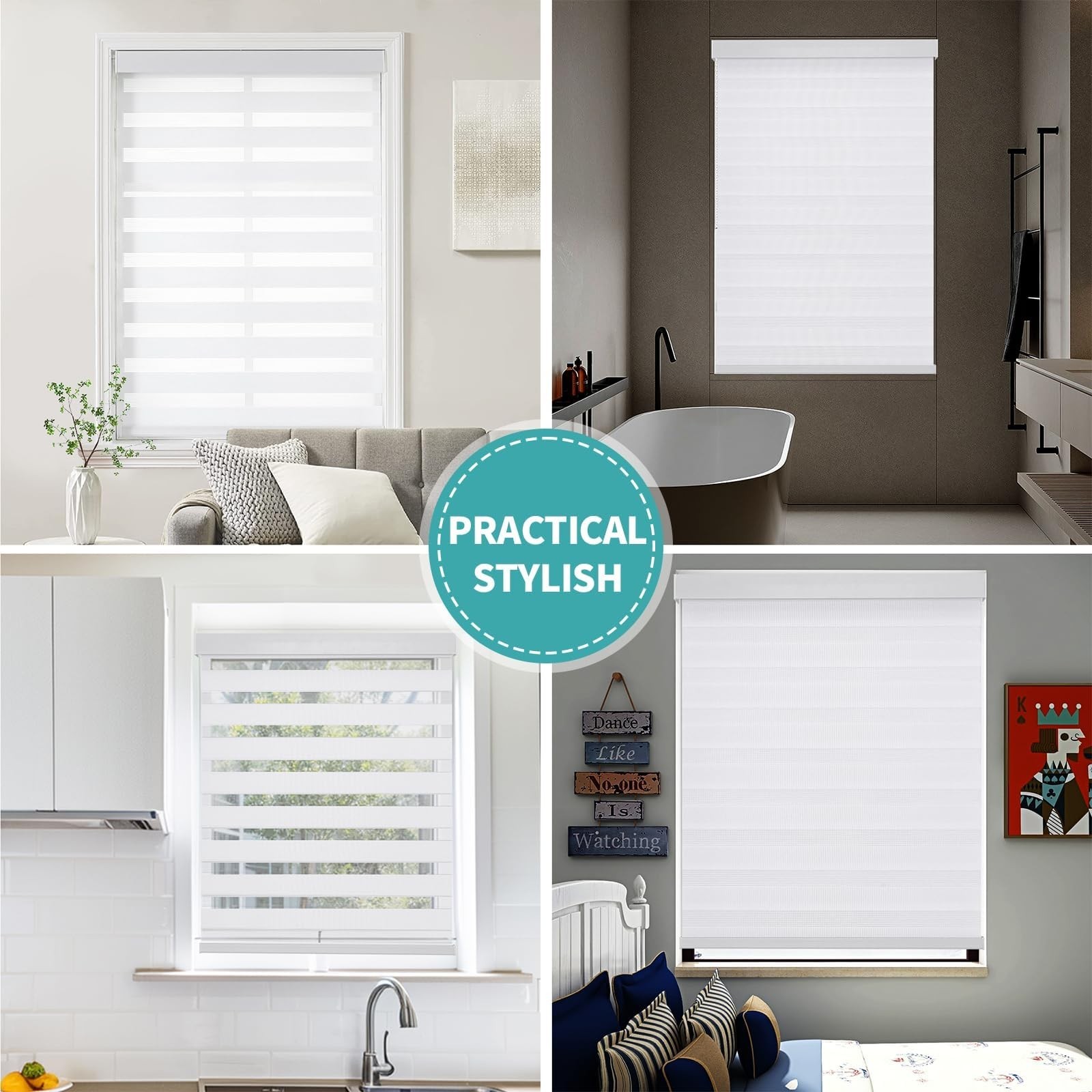 Joydeco Cordless Zebra Blinds (Pro) White 22″W x 75″H