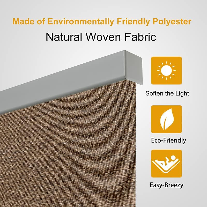 Free-Stop Cordless Roller Shades Light Filtering Roller Blinds for Windows (Brow
