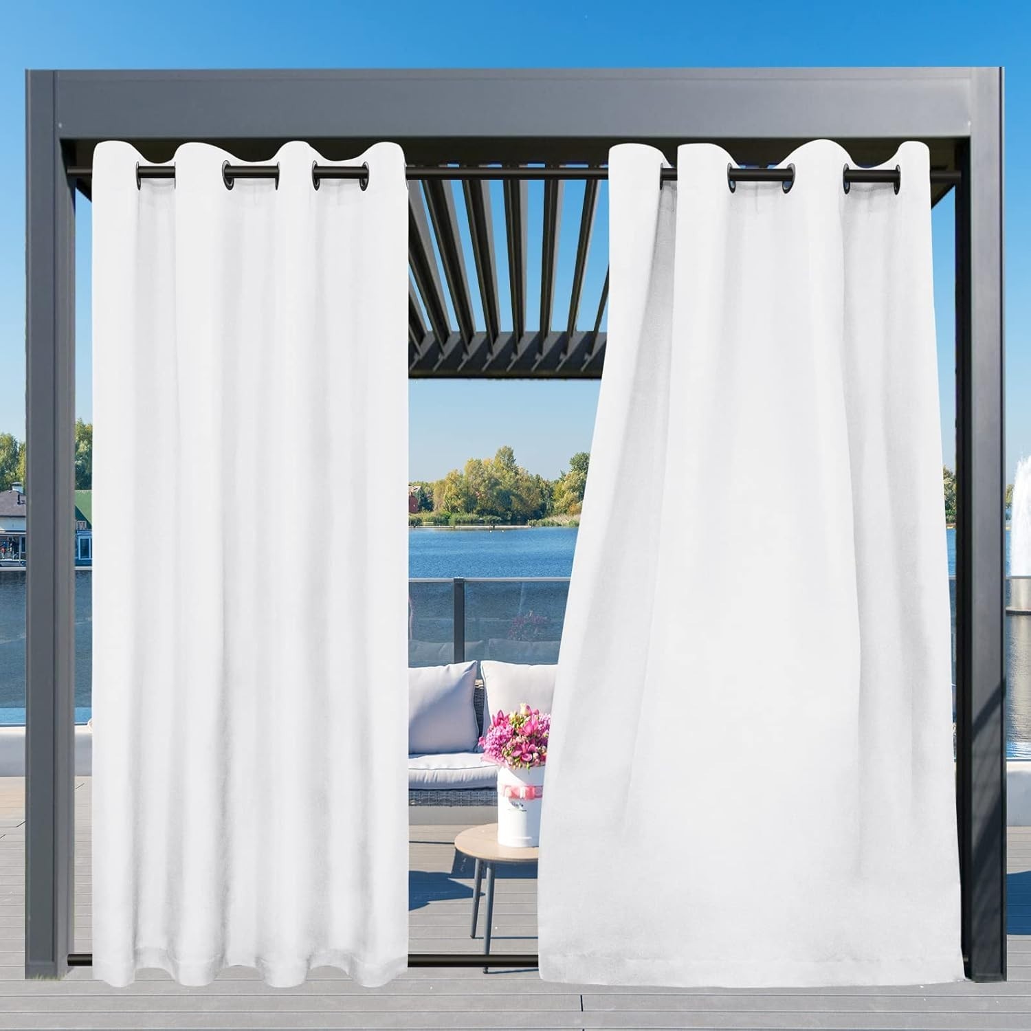 Outdoor Curtains Waterproof Windproof Weatherproof Curtain for Patio, Cabana,…