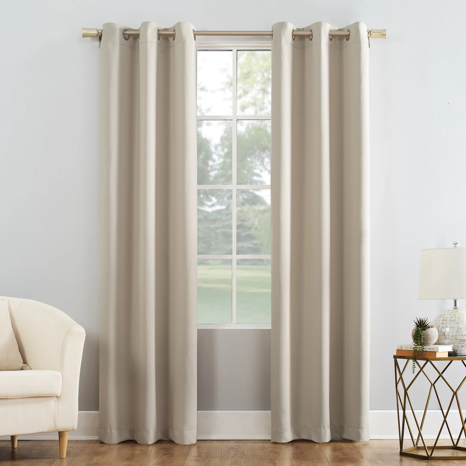1-Piece Blackout Energy Efficient Grommet Single Curtain Panel, 40″X84″, Beige