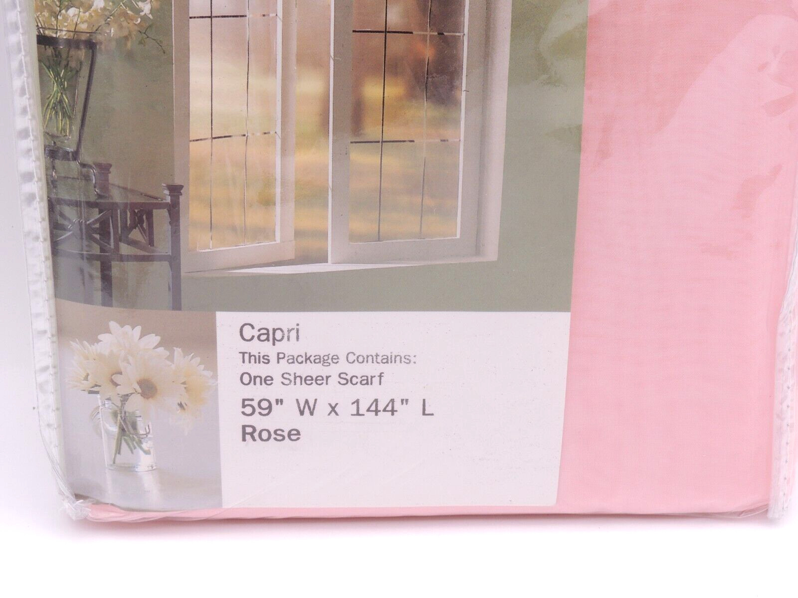 Pink Sheer Curtain Panels & Scarf Set Capri Lichtenberg Voile 59X84″ Rose New