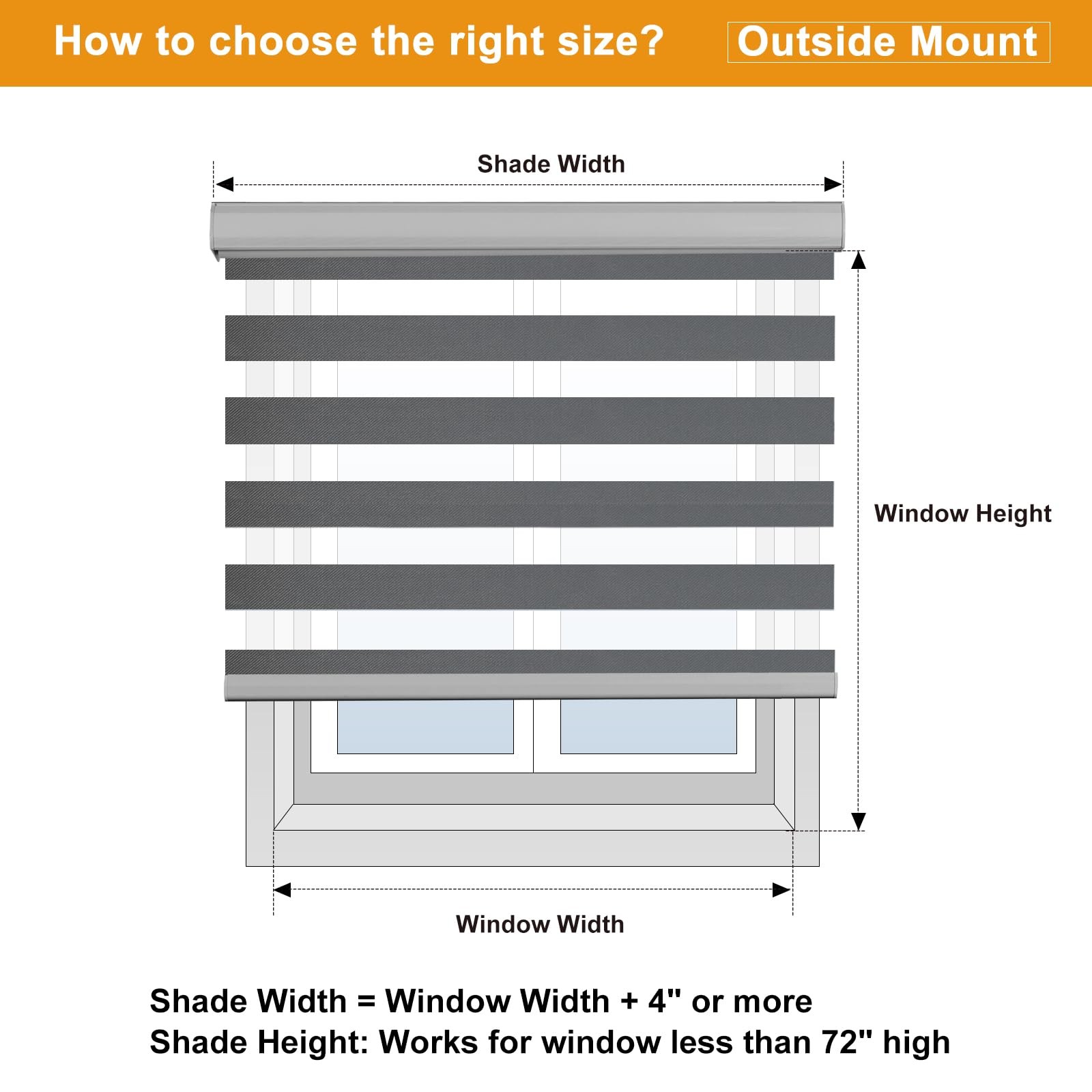 Cordless Zebra Blinds for Windows Free-Stop Window Blinds (30″ W X 72″ H, Gre…