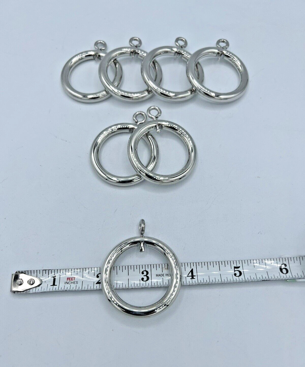 Rejuvenation Curtain Rings Eyelet Set 7 Polished Nickel Fits Rod .50″ Drapery