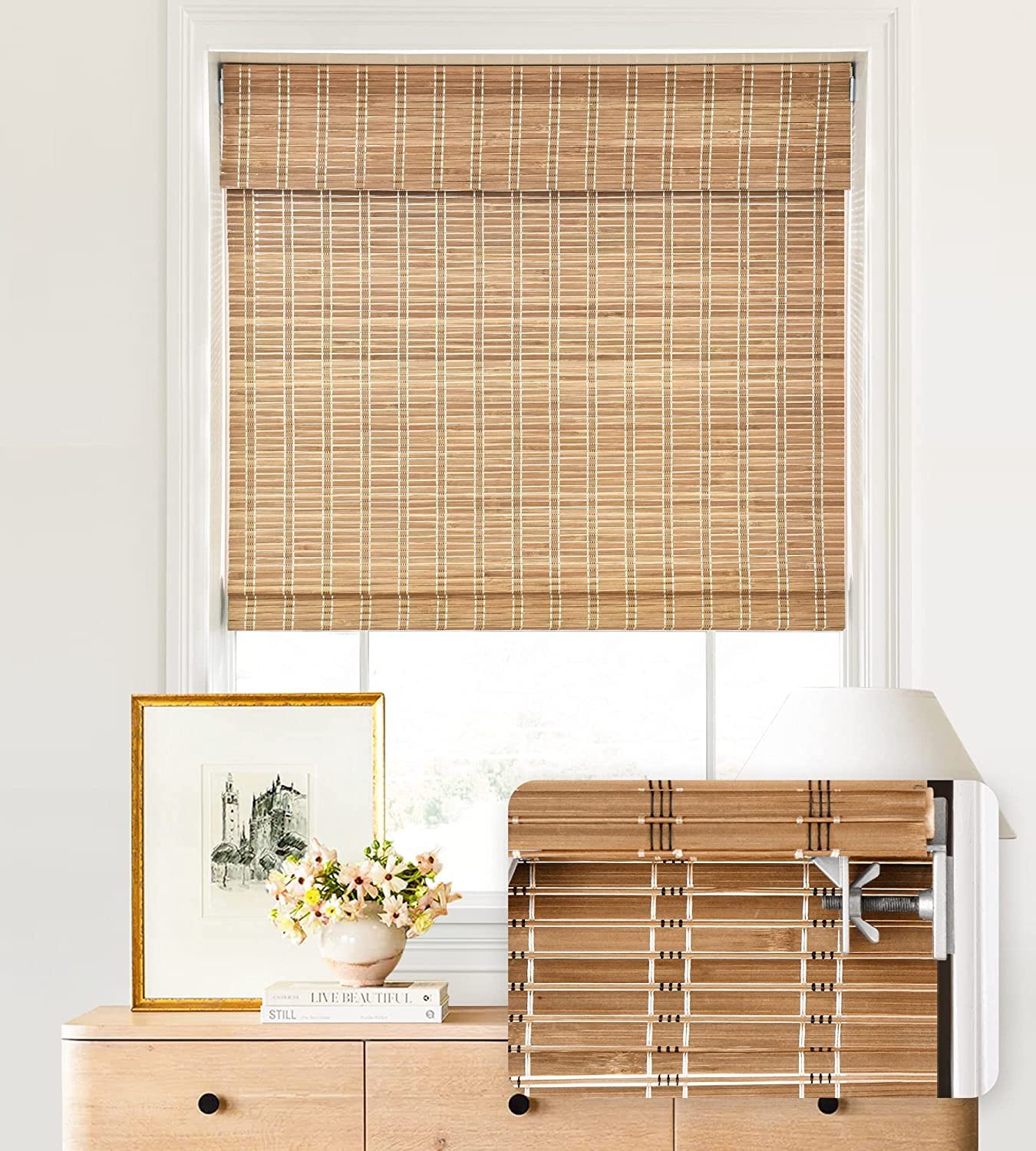 No Tools No Drill Cordless Roman Shades, Light Filtering Window Treatment, Ro…