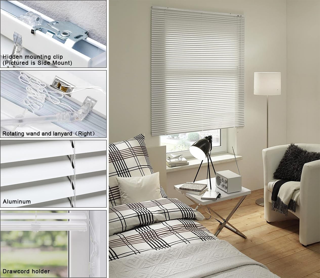 Mini Blinds Suitable for 36″ W x 64″ H Windows 1″ Aluminum Horizontal Venetia…
