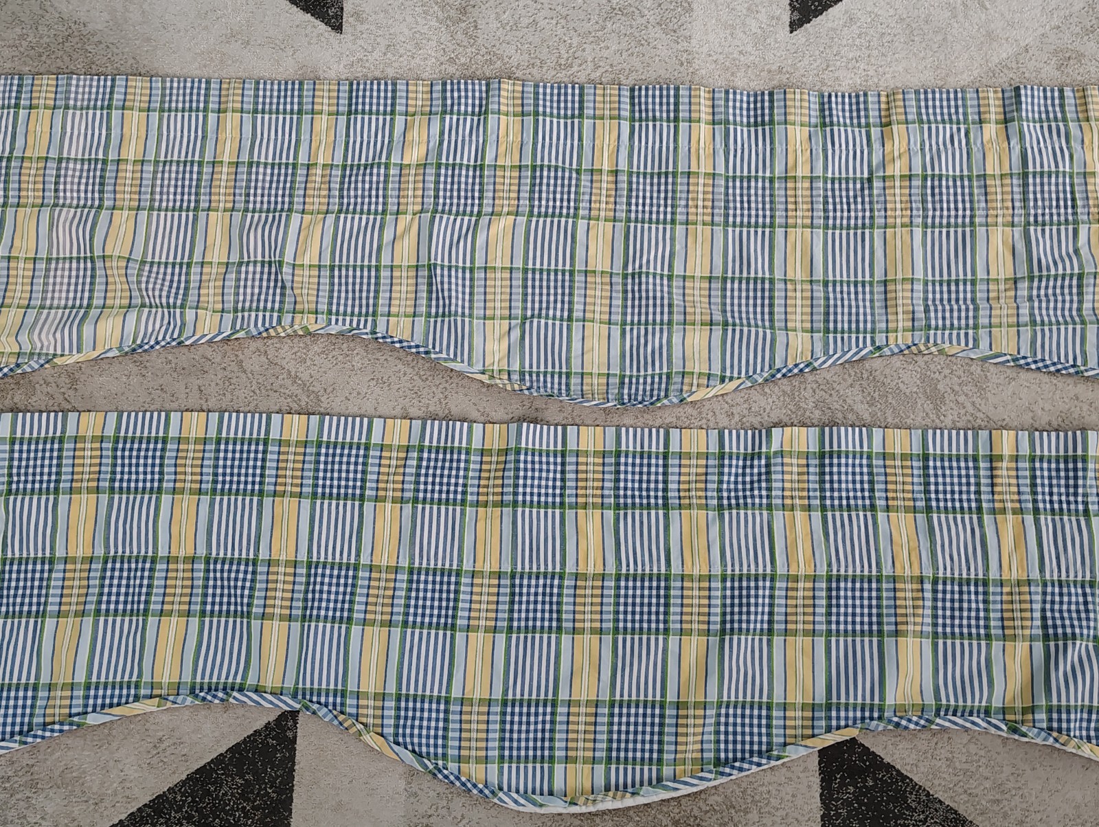 PAIR of Scalloped Window Valances WAVERLY HOME CLASSICS Cotton Striped Classic