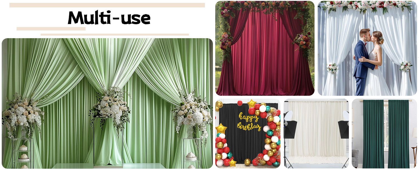 20x10ft Wrinkle Ivory Backdrop Curtain for Parties Soft Fabric Drapes Wedding