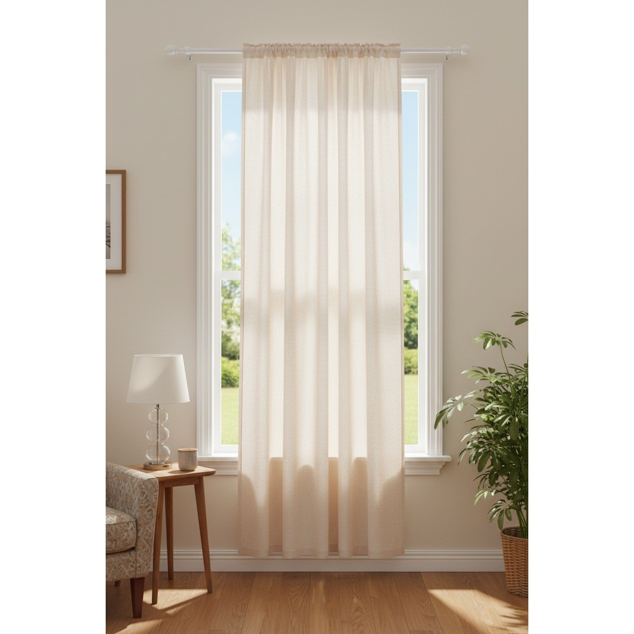 Natural Oatmeal Linen Blend Black Out Curtain Panel Rod Pocket 63 x 40 in Beige