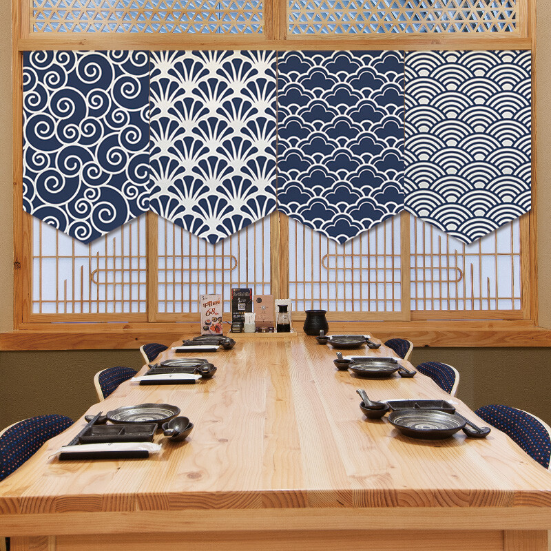 30X50cm Ukiyoe Wave Short Noren Hanging Flag Home Restaurant Kitchen Room Decor