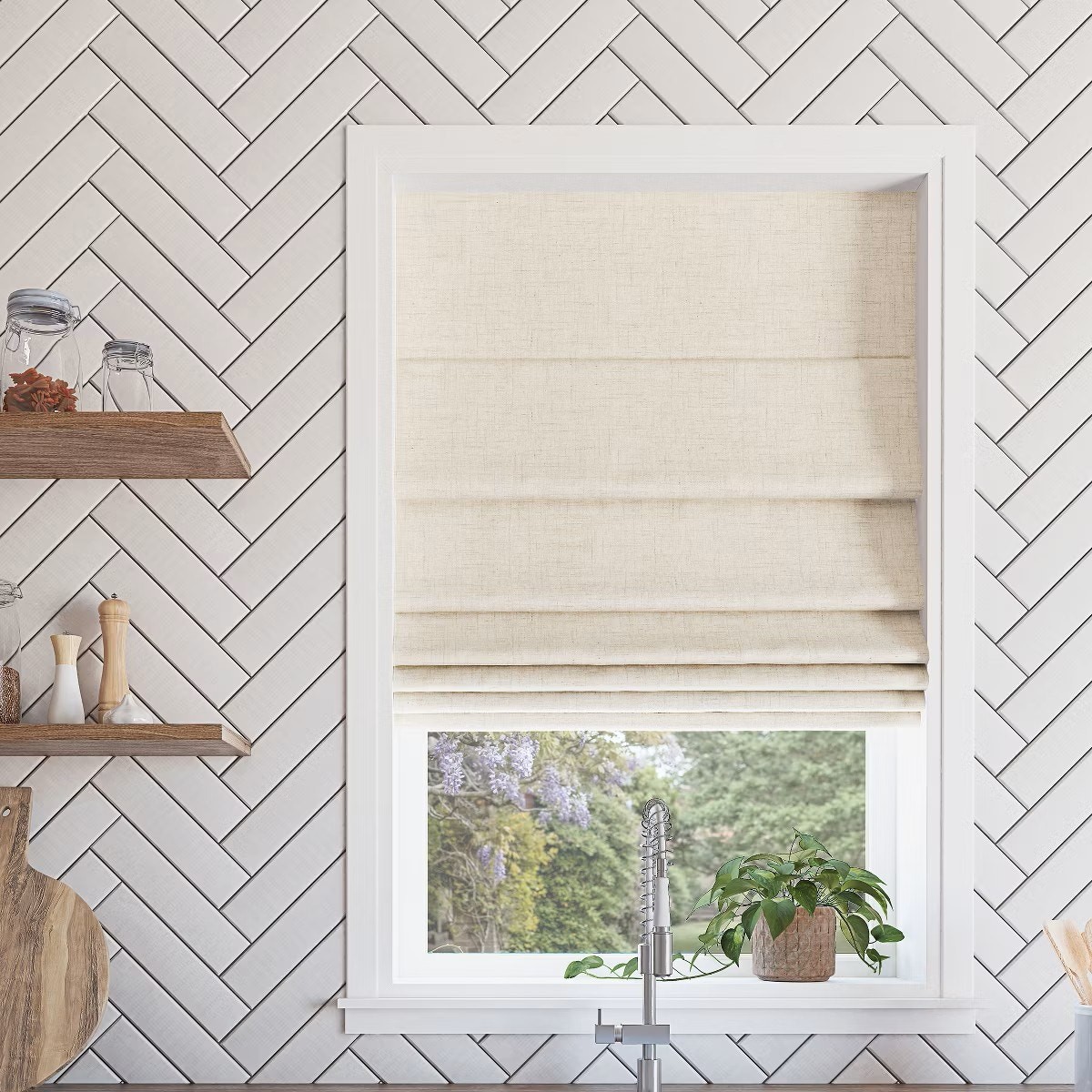 27×64 Sun Zero 100% Blackout Somerton Textured Cordless Roman Window Shade