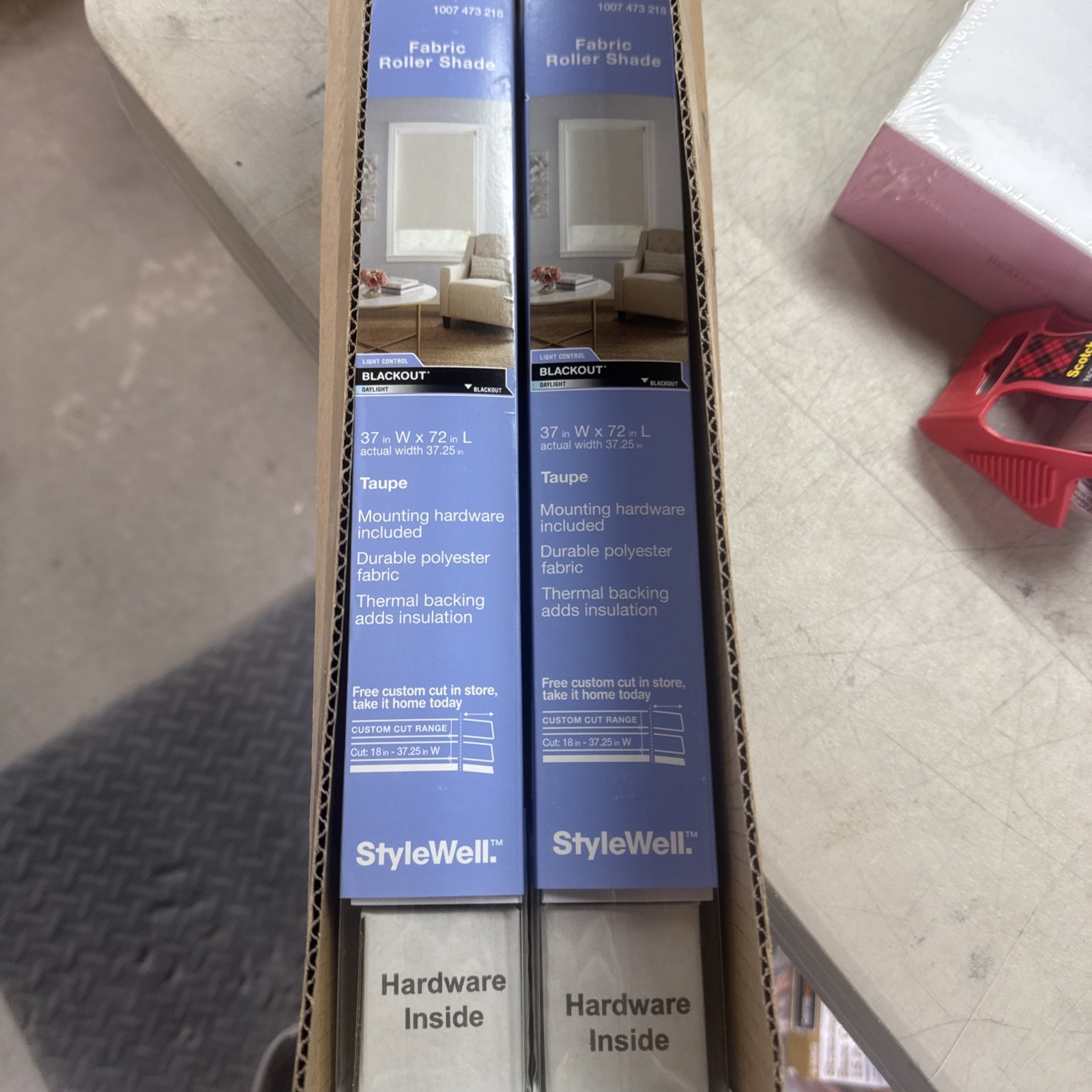 2x Stylewell Cordless Blackout Roller Shade Fabric Taupe 37.25″ W