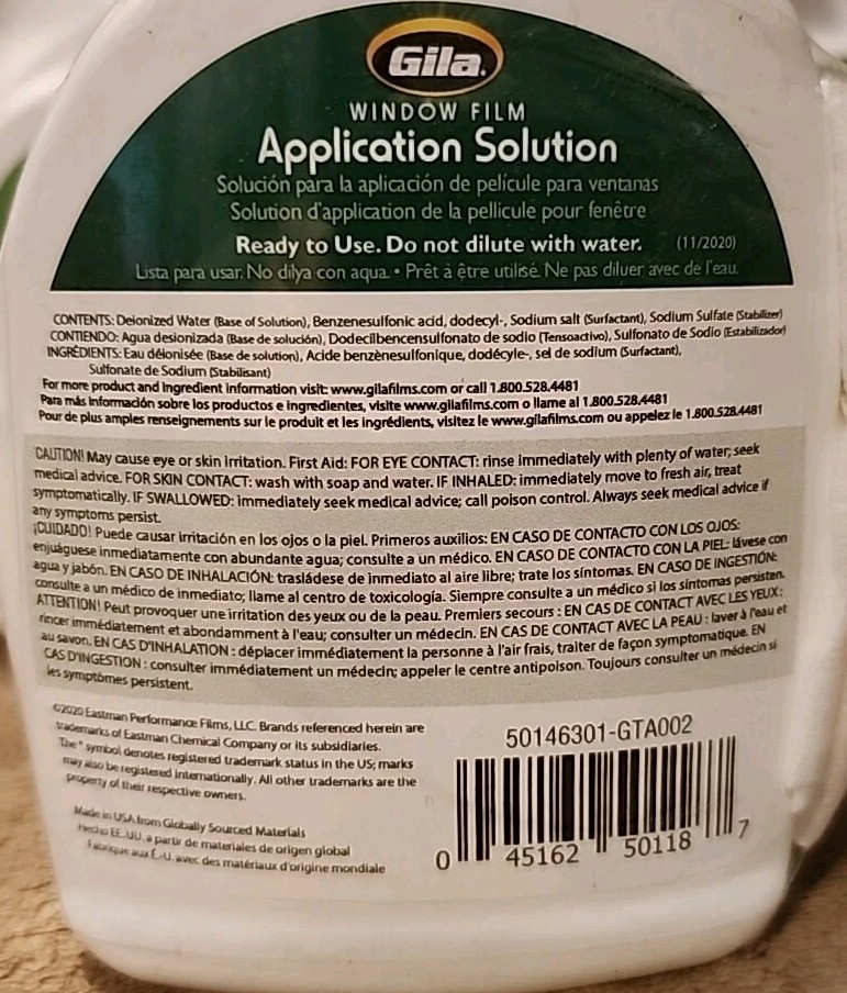 Lot of 3: Gila 16 oz Clear Indoor Window Film Application Solution