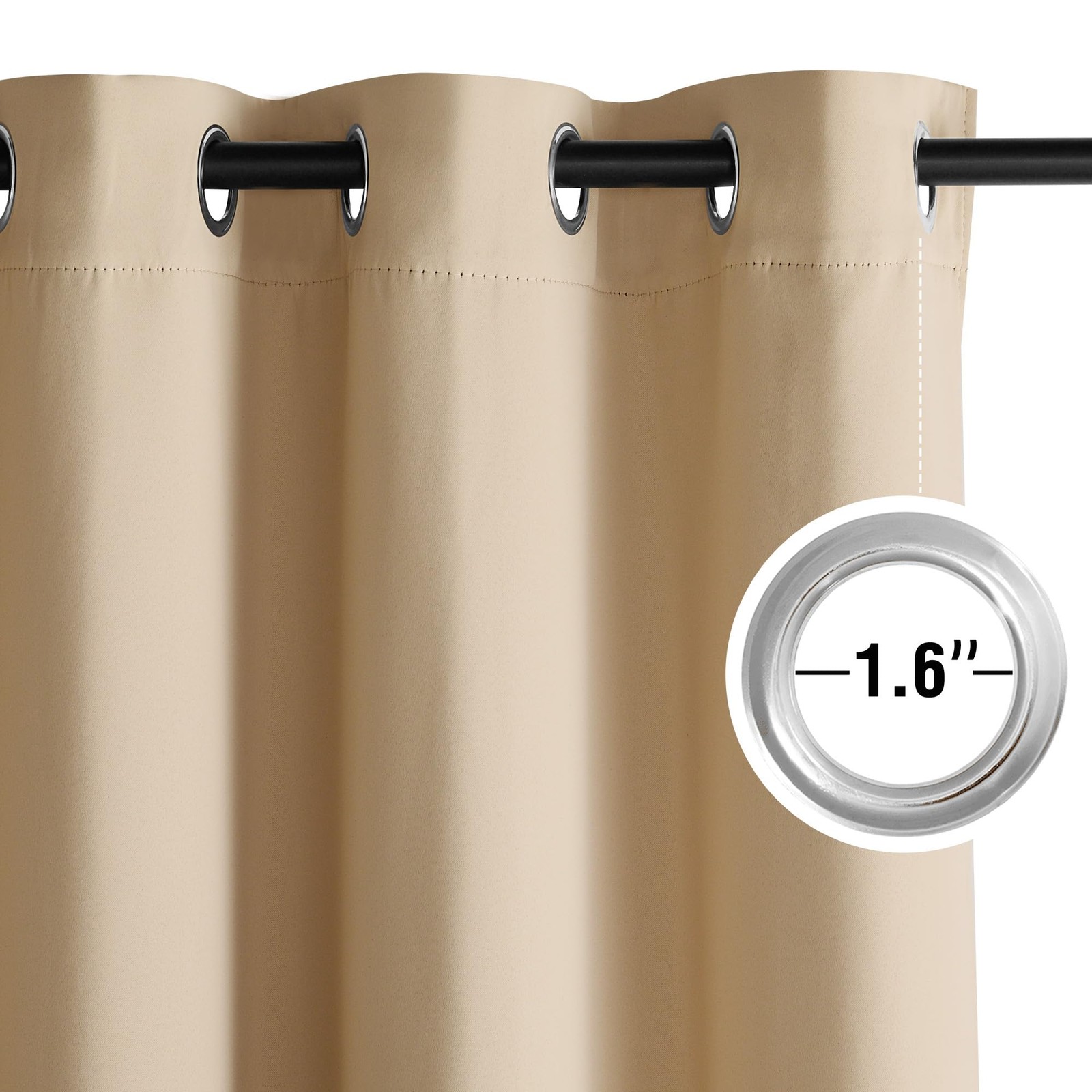 Beige Room Darkening Curtains 63 Inches Biscotti Beige 40″W x 63″L (Pack of 2)