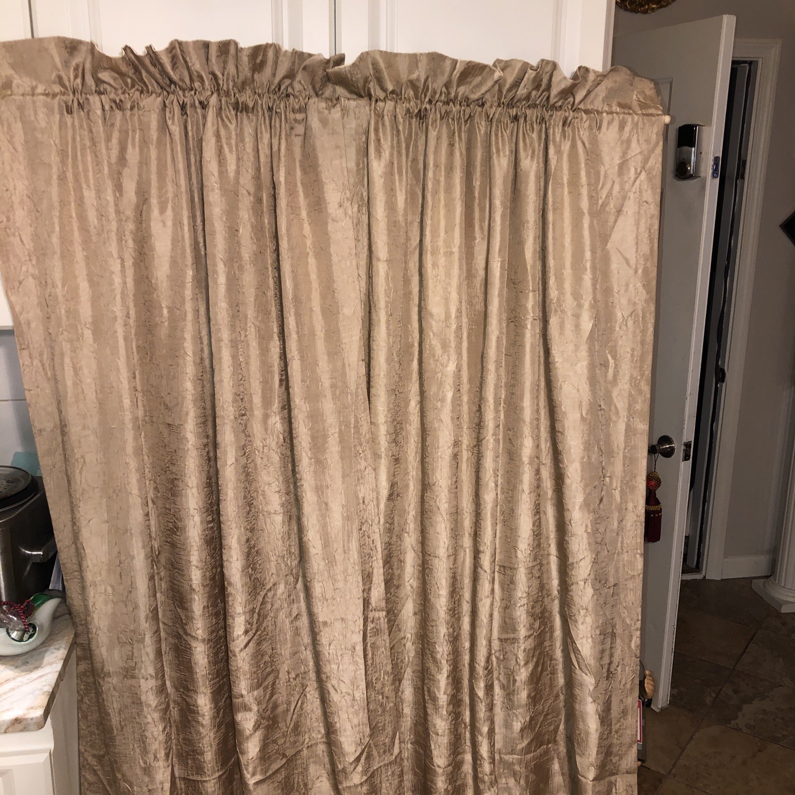 1 Pair Croscill Tan Taupe Parfait Pole Top Curtain Panel Pair Unlined 42×96