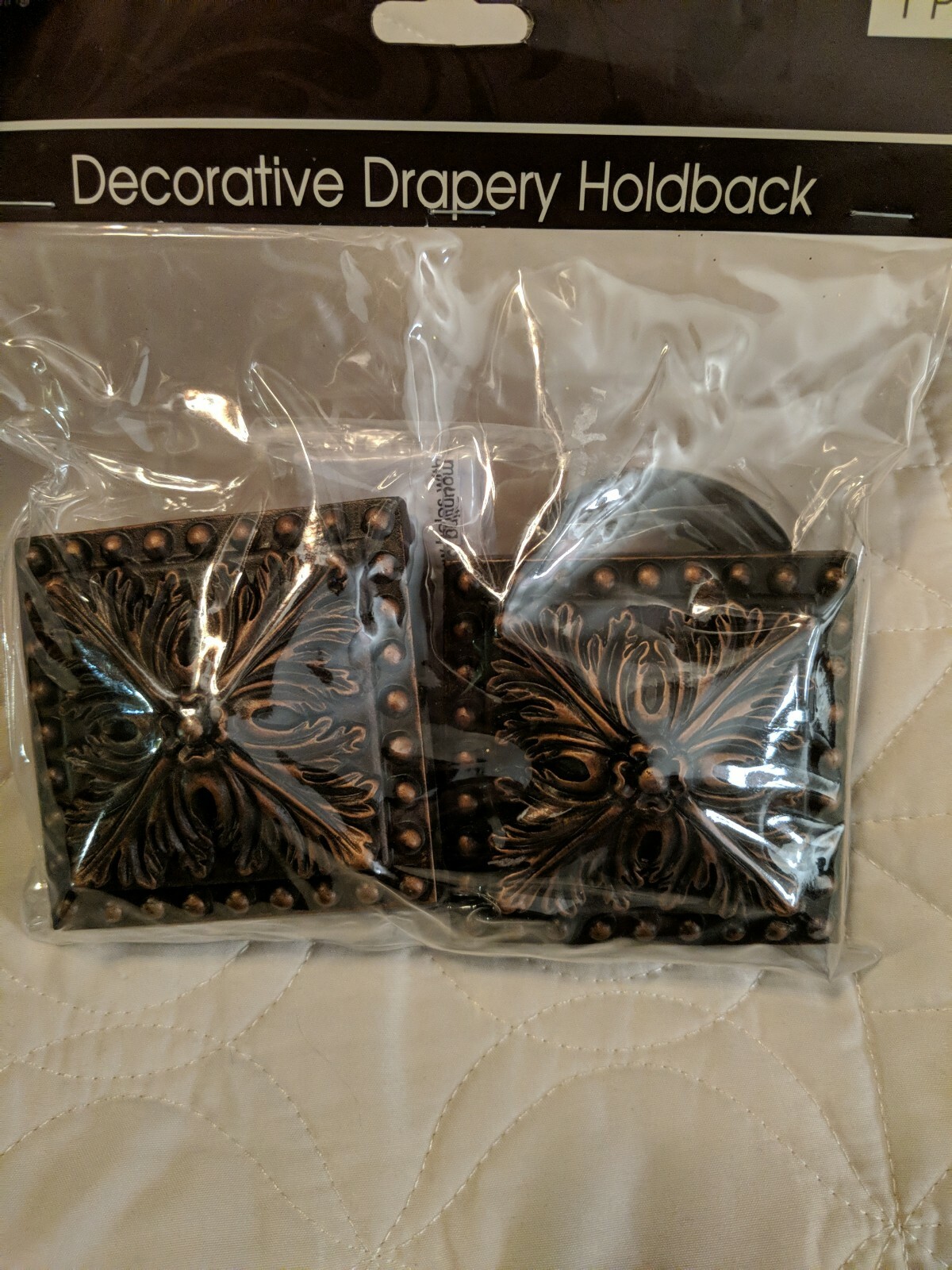 Pair (2) Drapery Holdback Brown Bronze ~ Hobby Lobby Model # 977066 New
