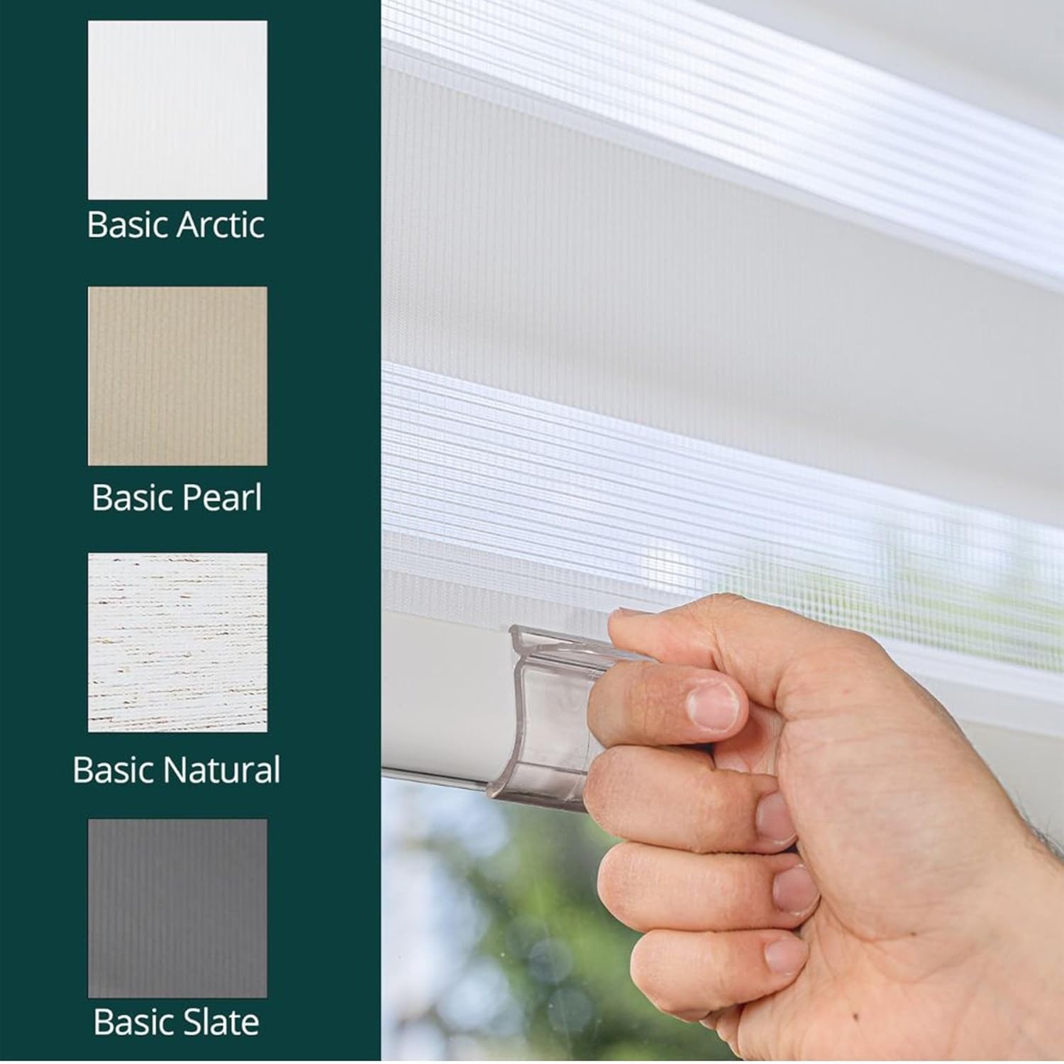 CHICOLOGY Zebra Blinds Cordless Window Shade Basic Arctic 72″ W x 72″ H