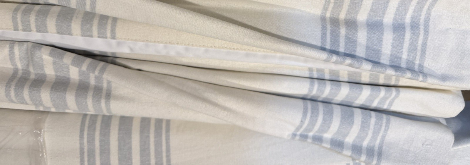 Pottery Barn Riviera Striped Roman Blackout Shade 32 64 porcelain blue New