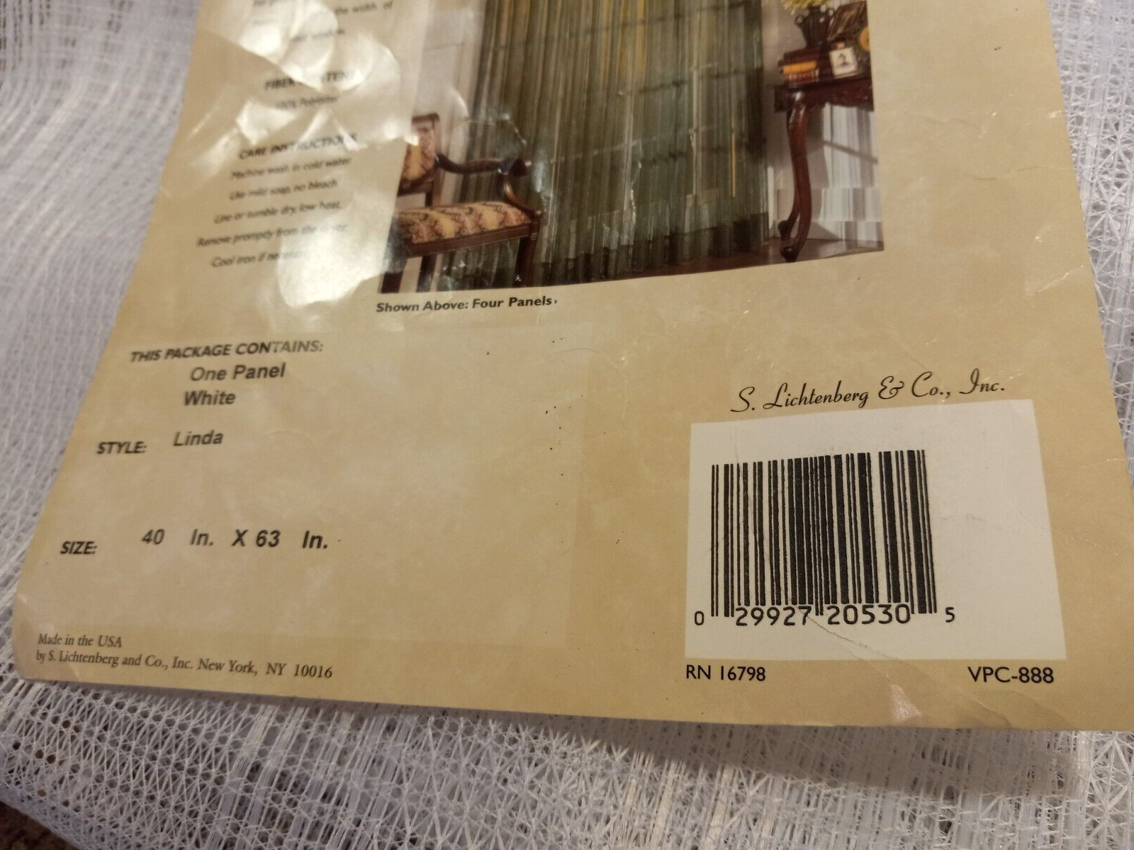 1 Lichtenberg Knit Curtain Panel Rod-Pocket 100% Polyester White 40″w x 63″l USA