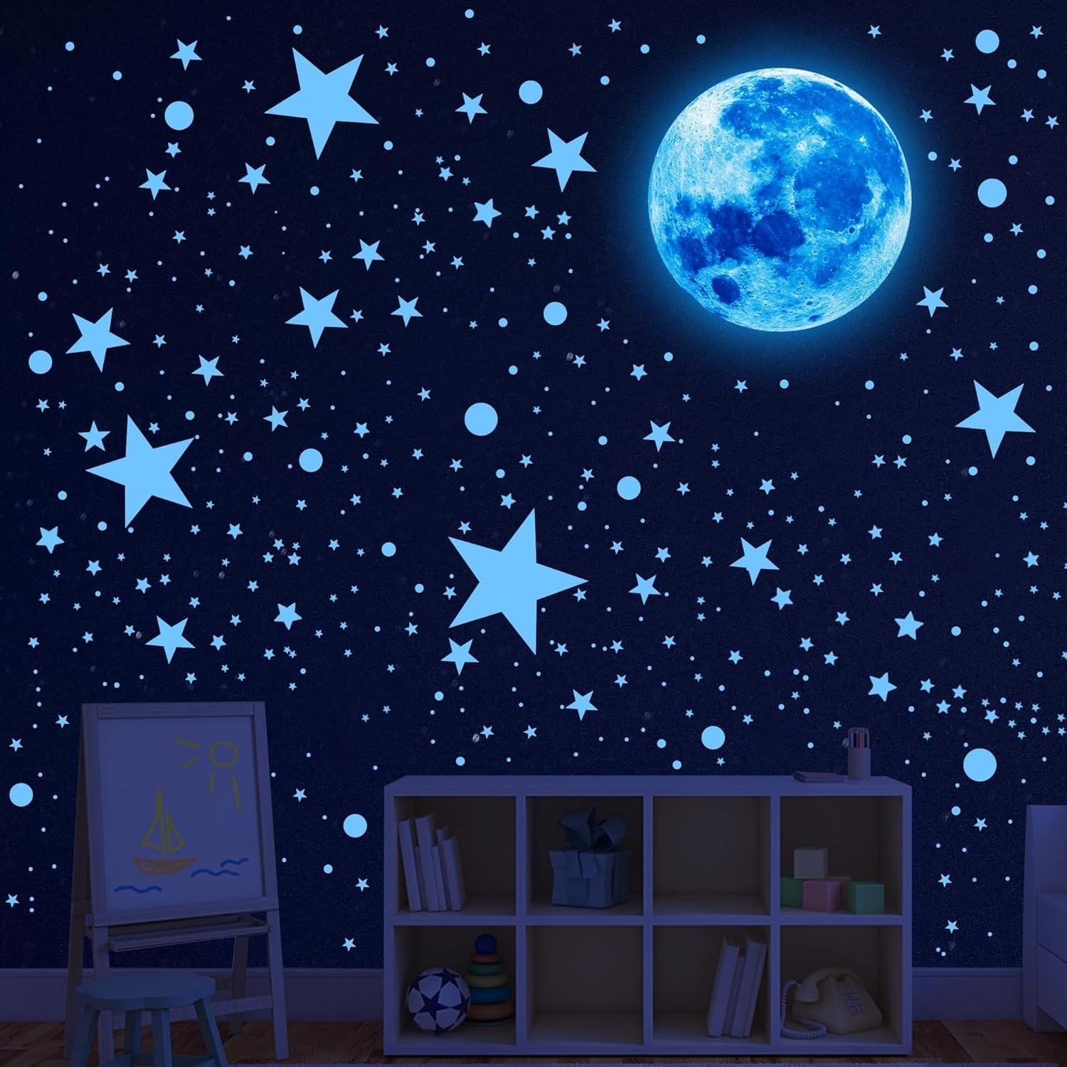 492PCS Glow in Dark Stars Moon Space Wall Stickers Ceiling Decor