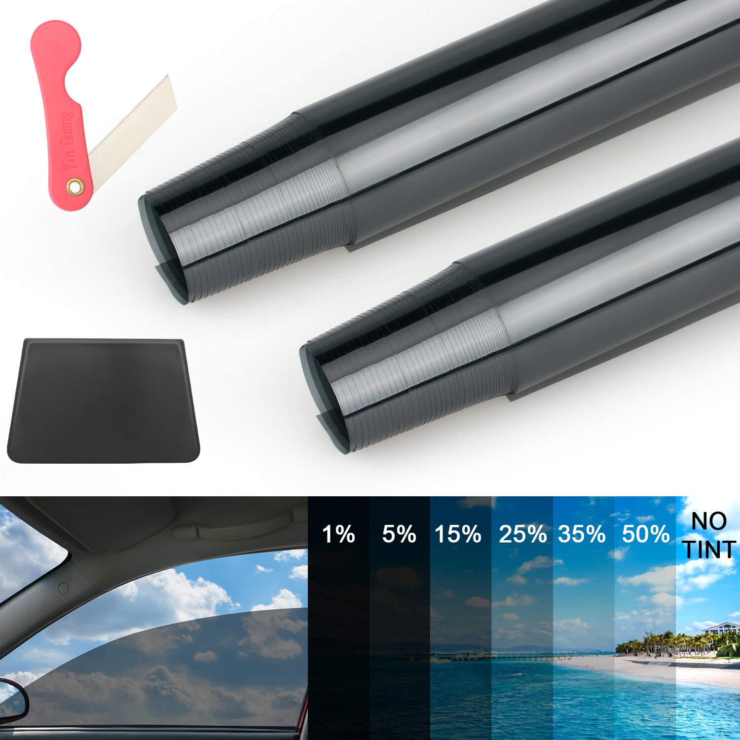 20″x10ft Uncut Roll Black Window Tint Film 5%-35% VLT For Car Home Office Glass