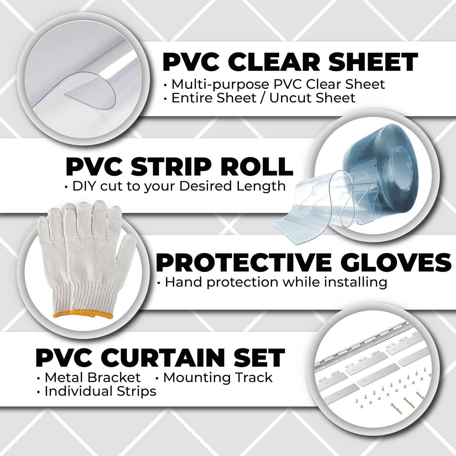 PVC Strip Curtain Kit 48″x84″ Heavy Duty Waterproof Insulation for Warehouse