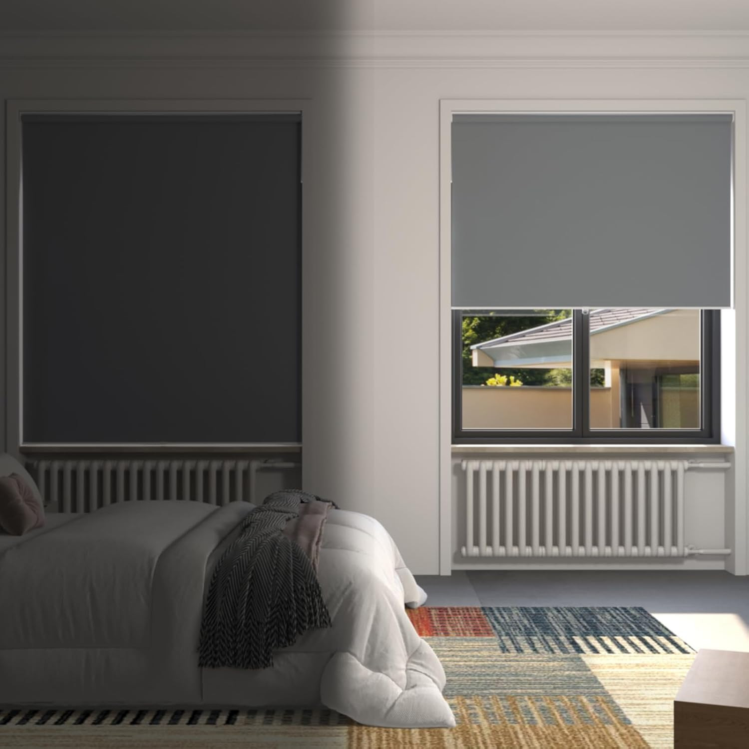 MYshade Blackout Cordless Roller Shades, Room Darkening Free-Stop Roll Up Blinds