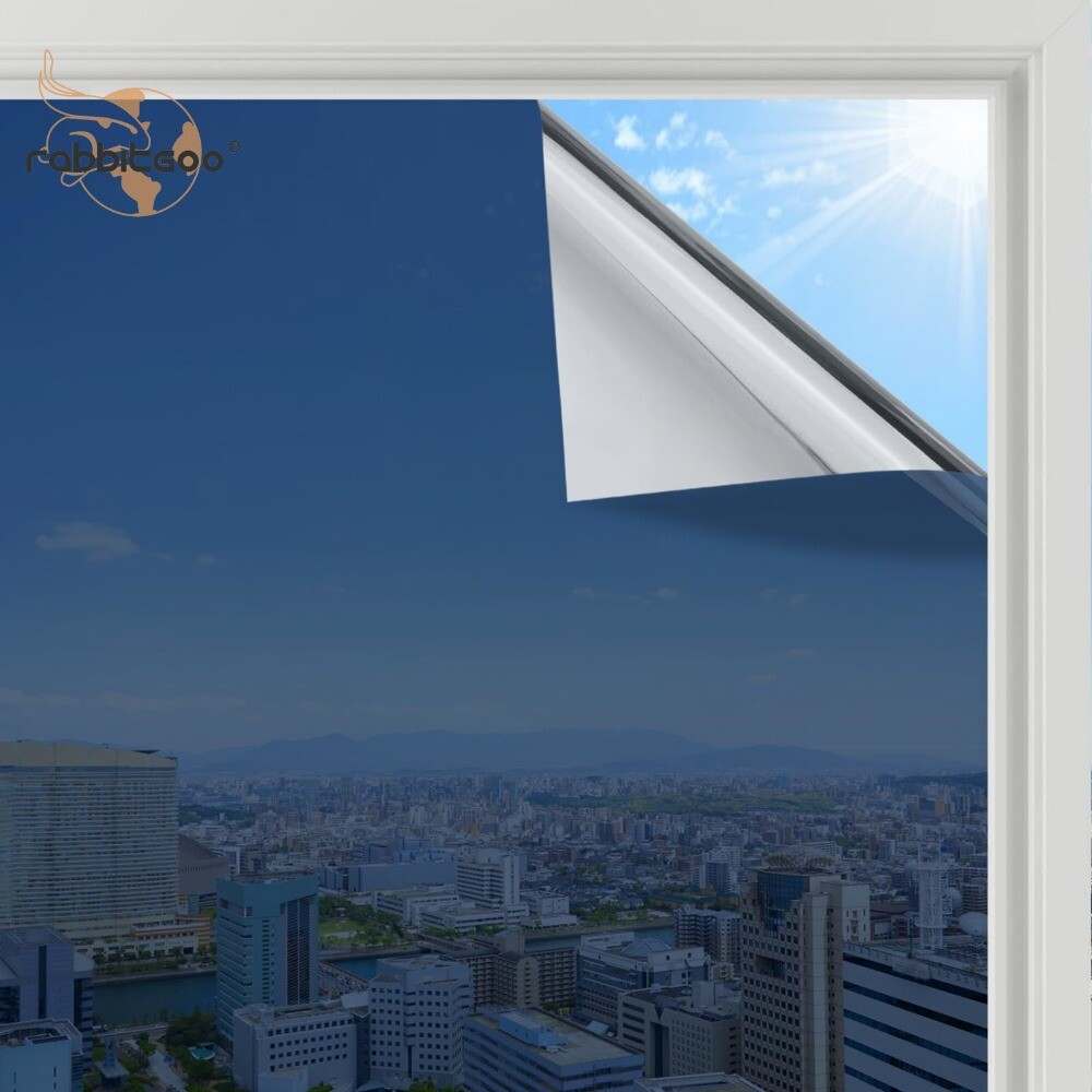 rabbitgoo Heat Reflective One Way Mirror Window Film Privacy Tint Blue Silver