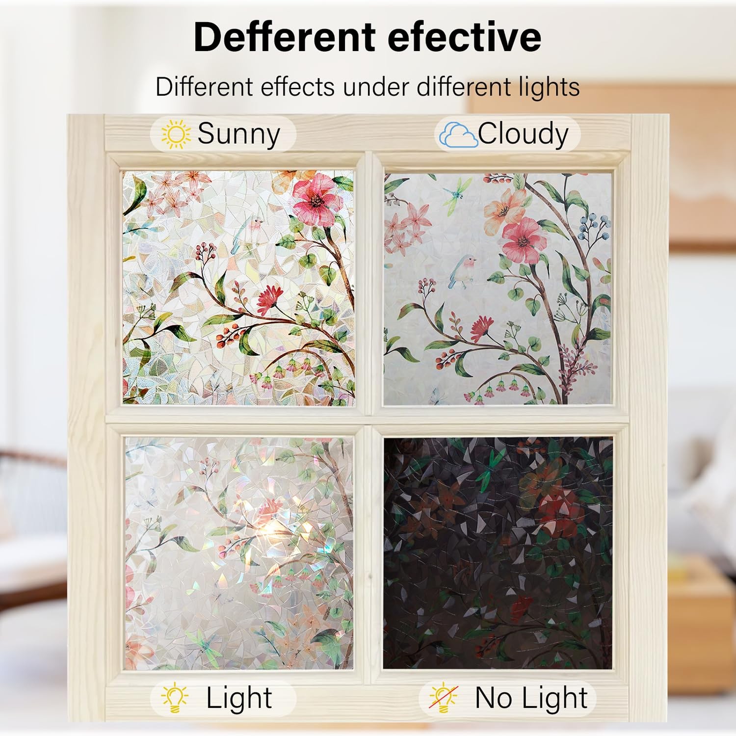 Window Privacy Film, Stained Glass, Static Cling, 17.5″ x 78.7″