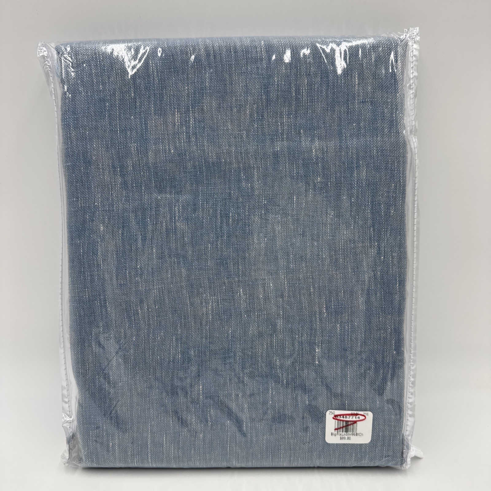 Pottery Barn Belgian Flax Linen Curtain Panel 50 x 96 ~Blue Chambray /R4D1A