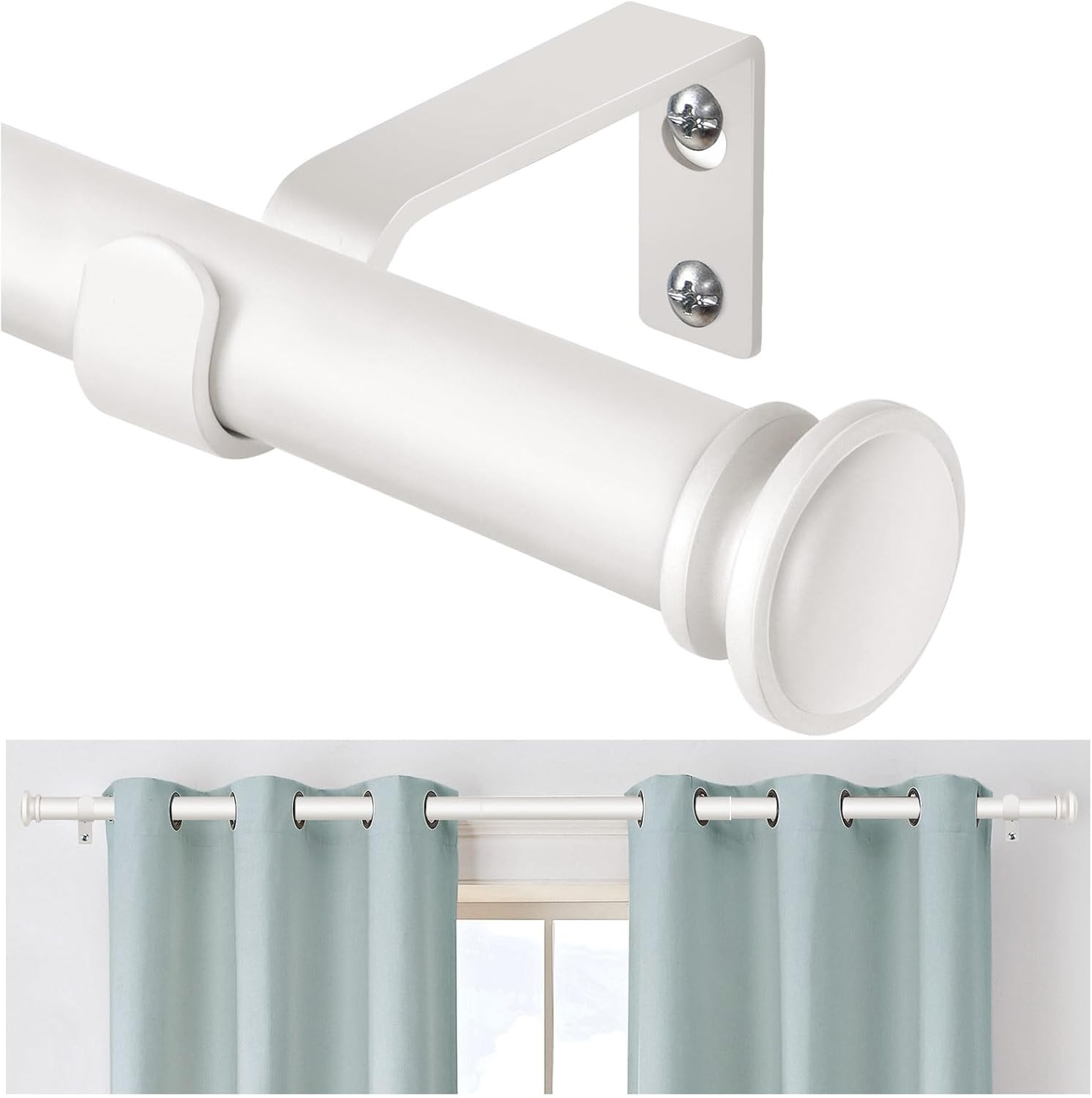 Curtain Rod 32 to 58 Inch(2.6-4.8Ft), Telescoping Splicing 3/4 Drapery Rods for