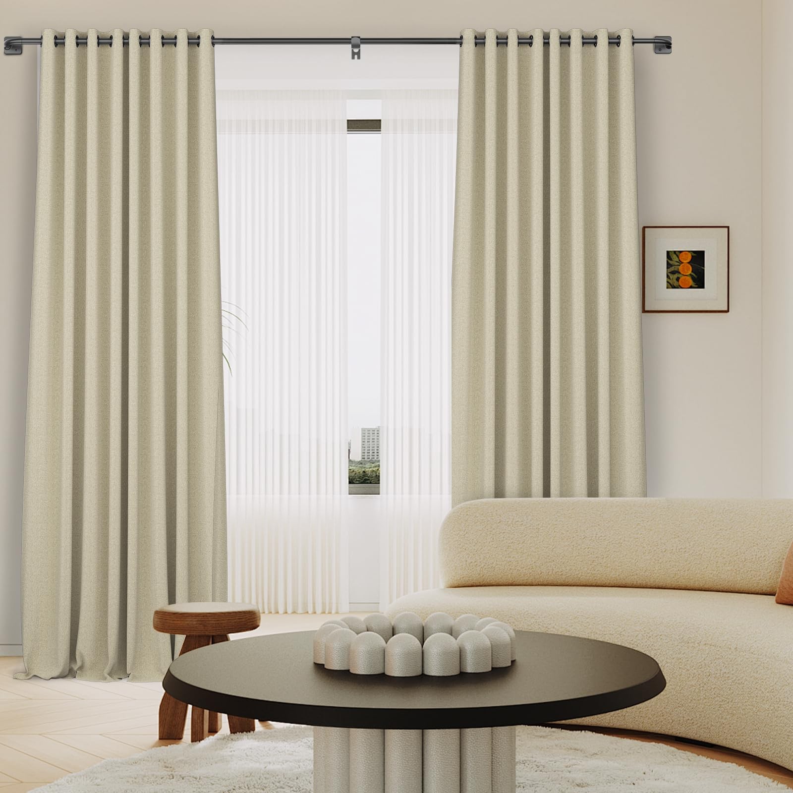 Curtain Rods for Windows 66 to 120, 5/8″ Blackout Wrap Around Curtain Rod Tel…
