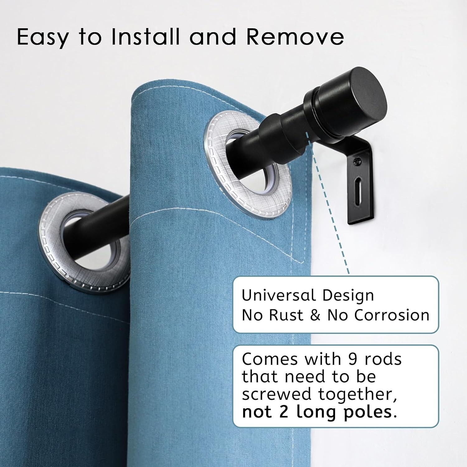 Byondeth Curtain Rods for Windows 16 to 144 Inches Adjustable Length 1 Inch Dia