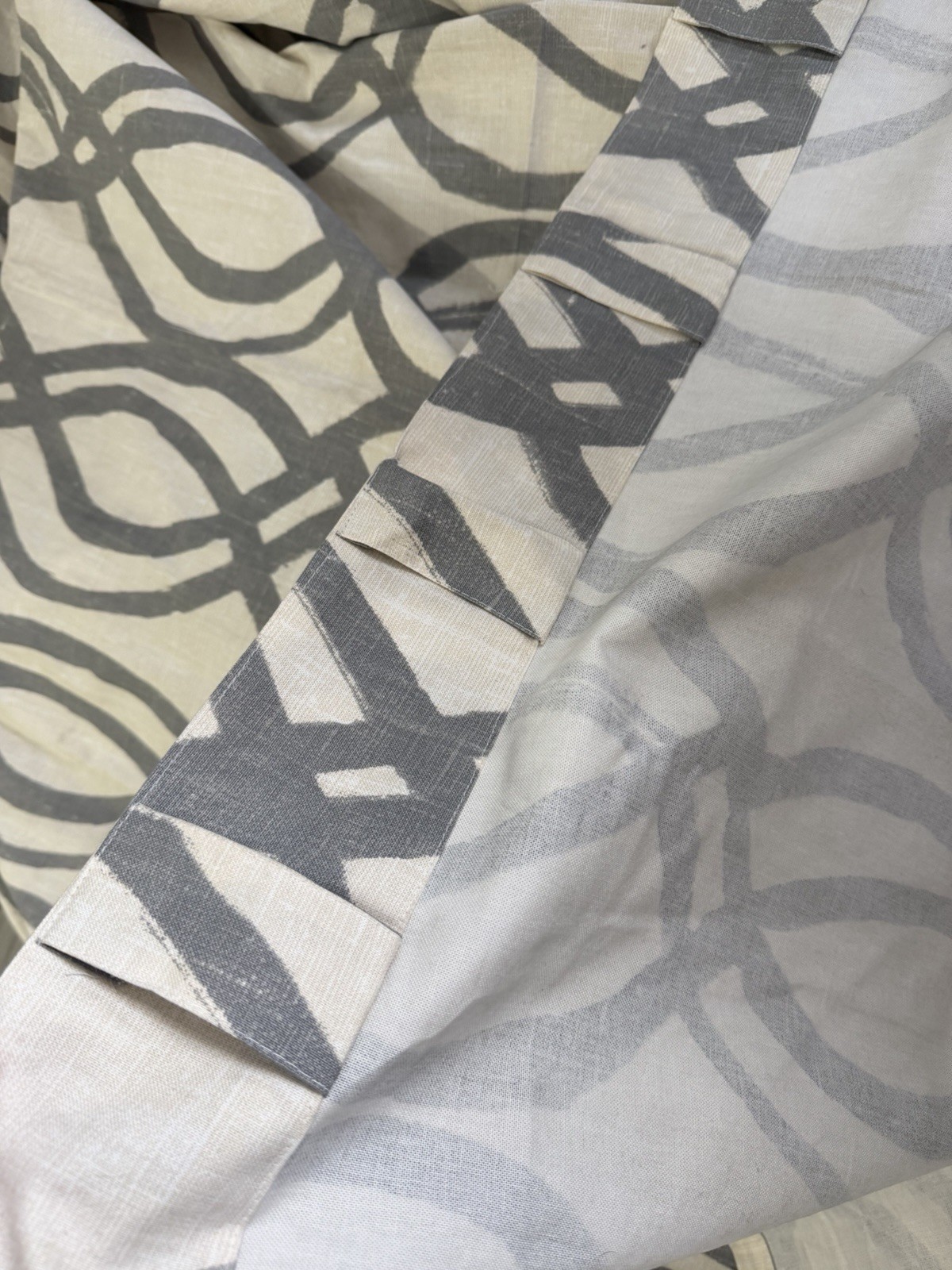 West Elm Cotton Curtain 4 Panels Gray/Beige Geometric 48×108 Light Filtering Rod