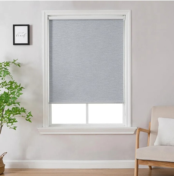 ChrisDowa 100% Blackout Roller Shade, Striped Jacquard Thermal Insulated, UV…