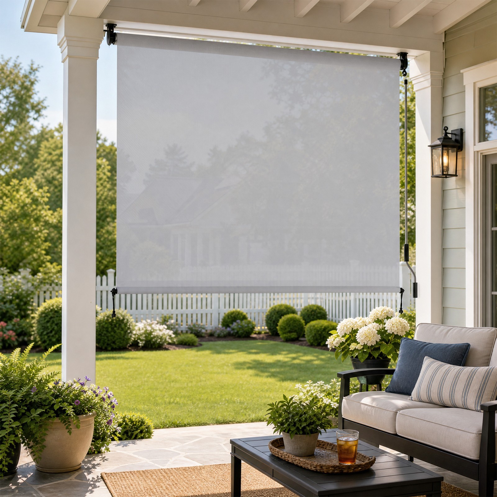 4ft (W) x 8ft (H) Outdoor Roller Shades 5% Openness Cordless Sun Roll up Shade