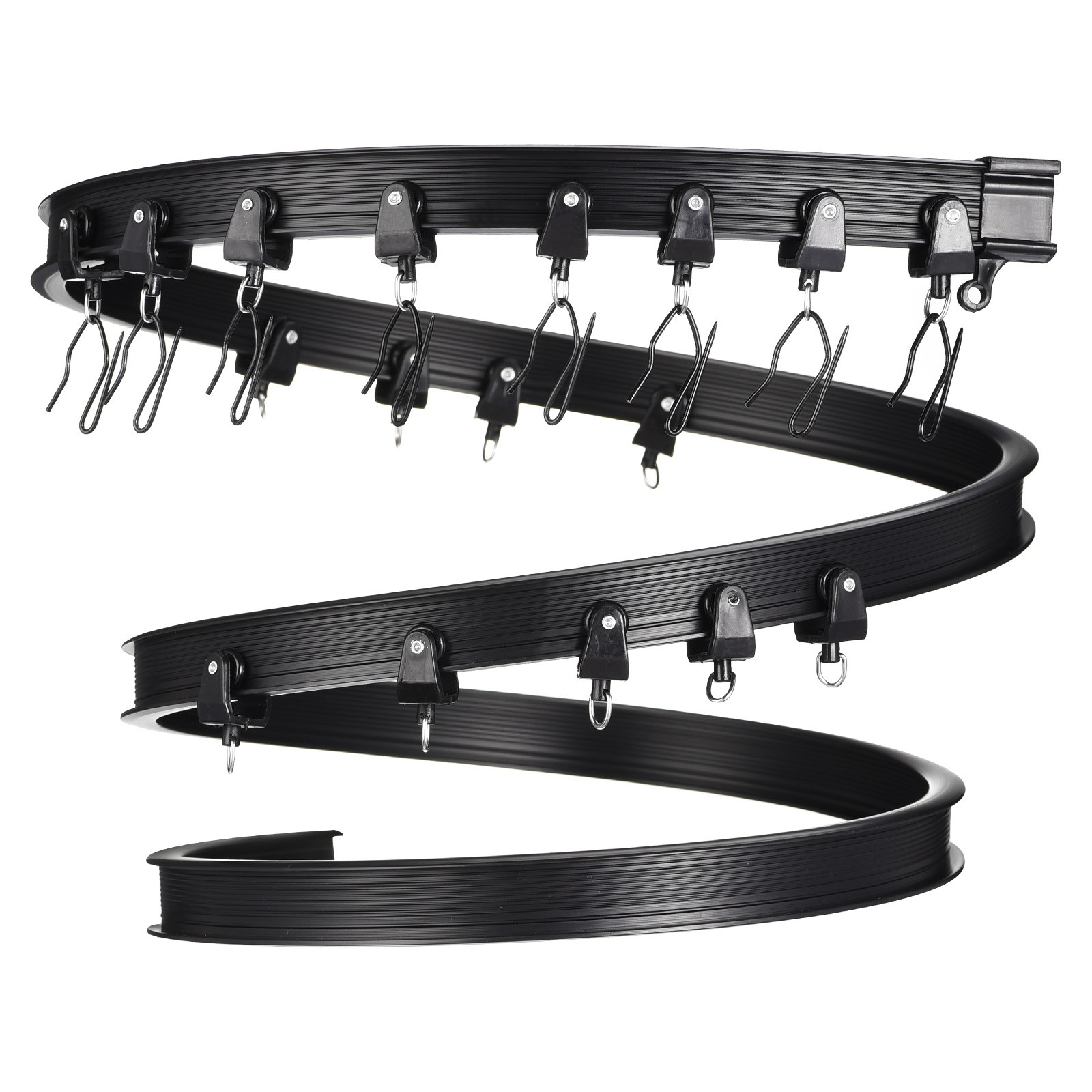 Flexible Curved Ceiling Curtain Track Bendable Mount Black 19.7ft