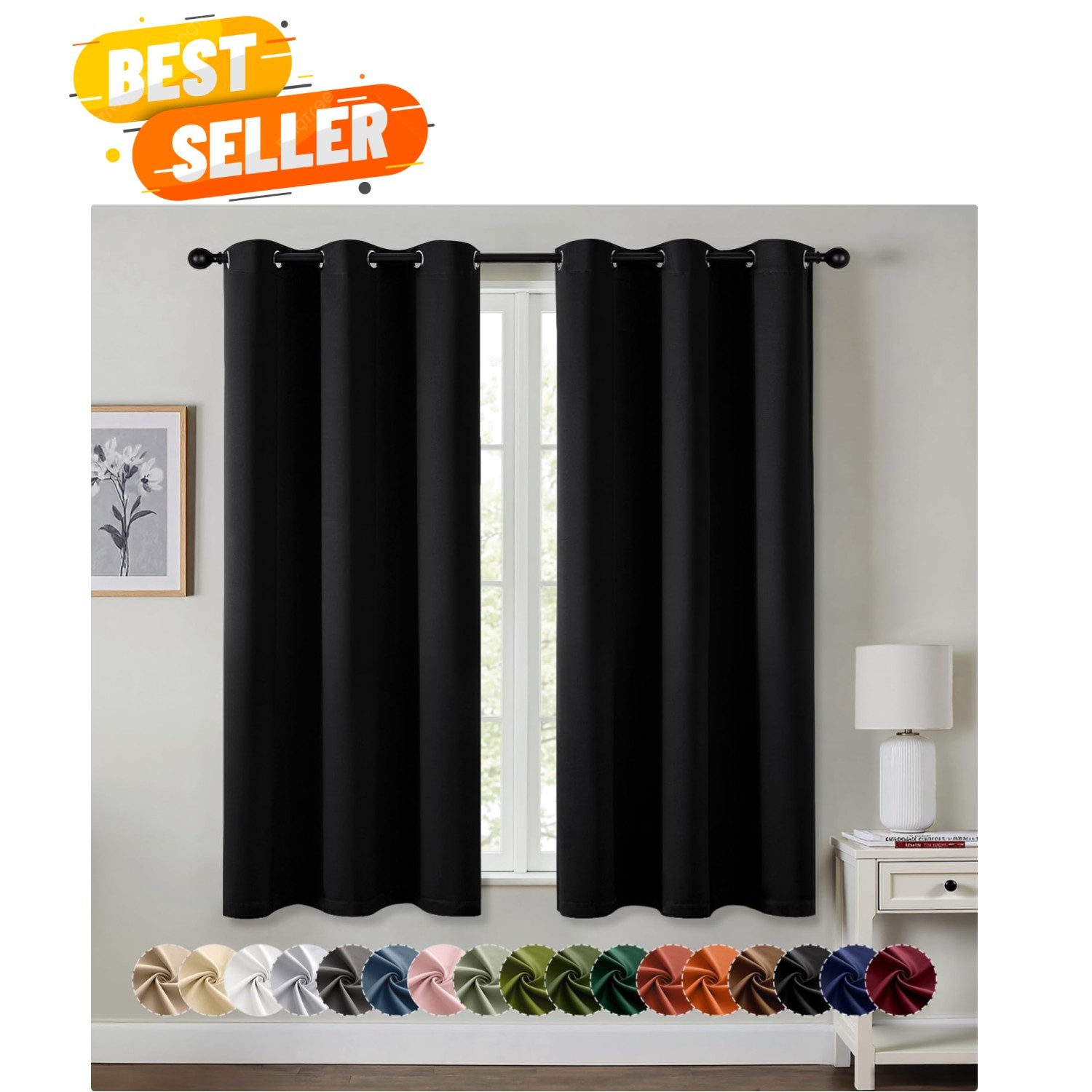 Blackout Curtains for Bedroom Living Room 2 Panels, Thermal Insulated Room Da…